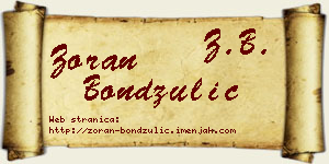 Zoran Bondžulić vizit kartica